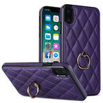 Custodia per telefono in pelle PU romboidale con supporto per anello, For iPhone 11 Pro, For iPhone 11 Pro Max, For iPhone X / XS