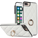 Custodia per telefono in pelle PU romboidale con supporto per anello, For iPhone 7 Plus / 8 Plus