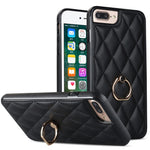 Custodia per telefono in pelle PU romboidale con supporto per anello, For iPhone 7 Plus / 8 Plus