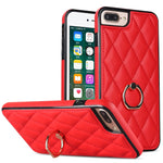 Custodia per telefono in pelle PU romboidale con supporto per anello, For iPhone 7 Plus / 8 Plus
