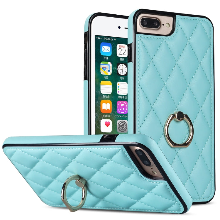 Custodia per telefono in pelle PU romboidale con supporto per anello, For iPhone 7 Plus / 8 Plus