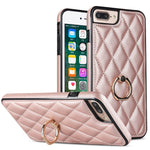 Custodia per telefono in pelle PU romboidale con supporto per anello, For iPhone 7 Plus / 8 Plus