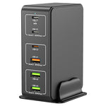 Caricabatterie rapido da tavolo 818H 120W Type-C + USB 6 porte, US Plug, UK Plug, EU Plug, AU Plug