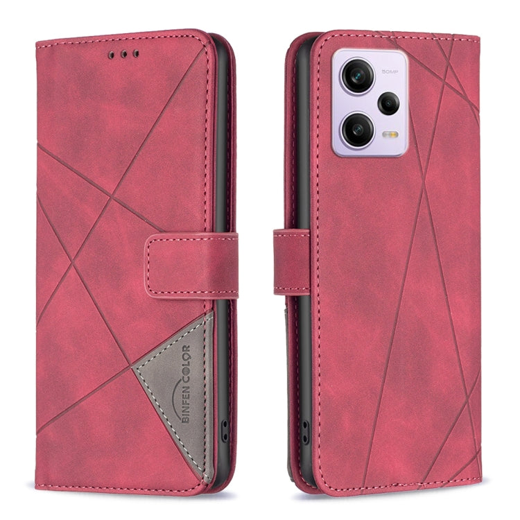 Custodia per telefono in pelle con struttura a rombo con fibbia magnetica, For Xiaomi Redmi Note 12 Pro 5G Global, For Xiaomi Redmi Note 12 Global