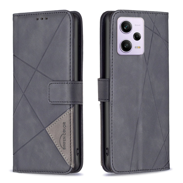 Custodia per telefono in pelle con struttura a rombo con fibbia magnetica, For Xiaomi Redmi Note 12 Pro 5G Global, For Xiaomi Redmi Note 12 Global