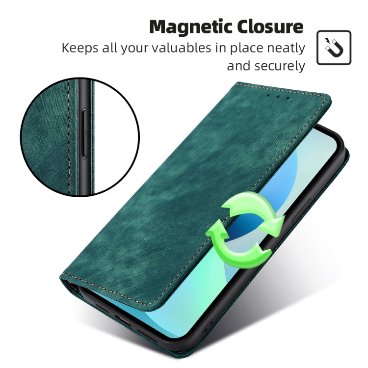 Custodia per telefono in pelle magnetica con spazzola antifurto RFID, For vivo S16 / S16 Pro, For vivo Y02 4G, For Fujitsu Arrows N F-51C, For Xiaomi Redmi K60E