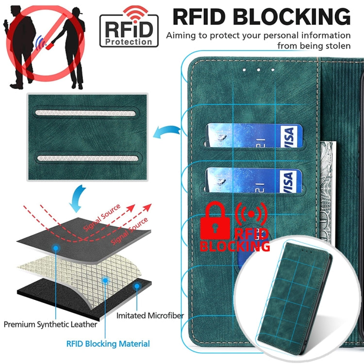 Custodia per telefono in pelle magnetica con spazzola antifurto RFID, For vivo S16 / S16 Pro, For vivo Y02 4G, For Fujitsu Arrows N F-51C, For Xiaomi Redmi K60E