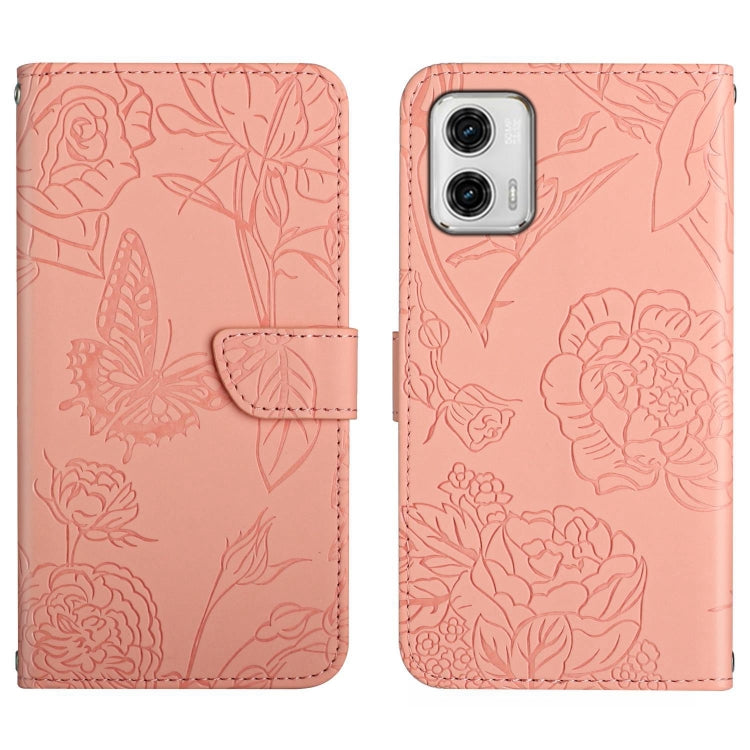 HT03 Cassa del telefono di cuoio di vibrazione impressa farfalla di sensibilità della pelle, For Motorola Moto G73 5G, For OPPO A58 5G/A78 5G, For OPPO Reno8 T 4G, For TCL 40 SE
