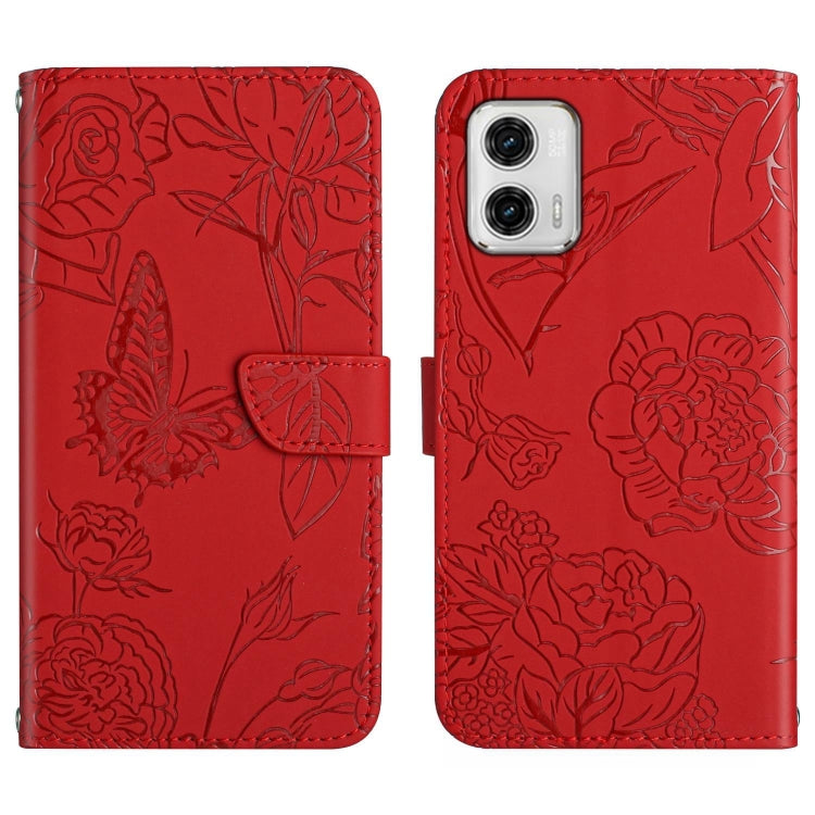 HT03 Cassa del telefono di cuoio di vibrazione impressa farfalla di sensibilità della pelle, For Motorola Moto G73 5G, For OPPO A58 5G/A78 5G, For OPPO Reno8 T 4G, For TCL 40 SE