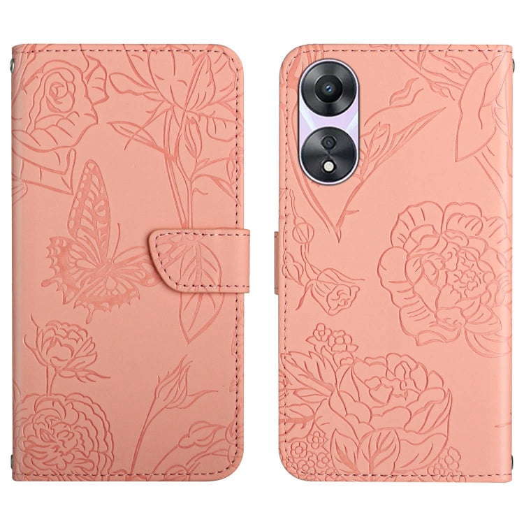 HT03 Cassa del telefono di cuoio di vibrazione impressa farfalla di sensibilità della pelle, For Motorola Moto G73 5G, For OPPO A58 5G/A78 5G, For OPPO Reno8 T 4G, For TCL 40 SE