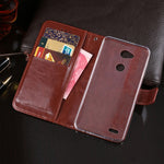 Custodia in pelle Crazy Horse con supporto e slot carte per LG X power3