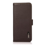 KHAZNEH Custodia per telefono RFID in vera pelle Litchi magnetica laterale, For OnePlus 11