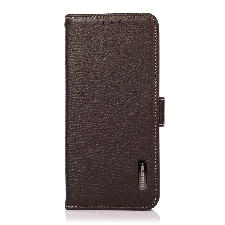KHAZNEH Custodia per telefono RFID in vera pelle Litchi magnetica laterale, For OnePlus 11