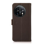 KHAZNEH Custodia per telefono RFID in vera pelle Litchi magnetica laterale, For OnePlus 11