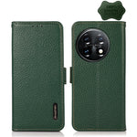 KHAZNEH Custodia per telefono RFID in vera pelle Litchi magnetica laterale, For OnePlus 11