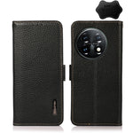 KHAZNEH Custodia per telefono RFID in vera pelle Litchi magnetica laterale, For OnePlus 11