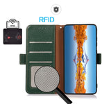 KHAZNEH Custodia per telefono RFID in vera pelle Litchi magnetica laterale, For OnePlus 11