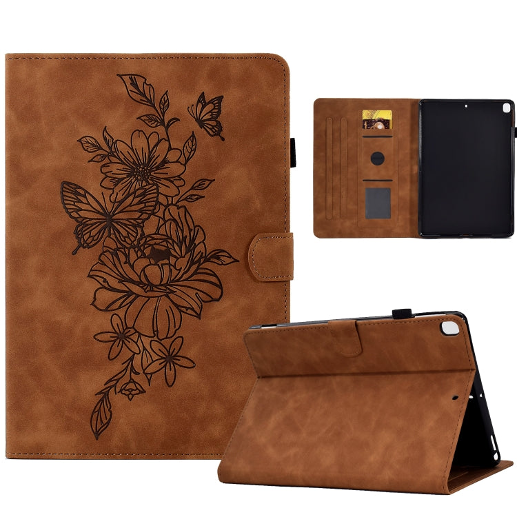 Custodia Smart Tablet in pelle goffrata farfalla peonia, For iPad 10.2 2020/2019 / Air 10.5 2019, For iPad 2025 / 2022, For iPad Air / Air 2 / 9.7 2017 / 9.7 2018, For iPad mini 2024 / mini 6