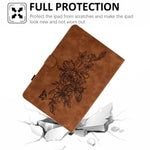 Custodia Smart Tablet in pelle goffrata farfalla peonia, For iPad 10.2 2020/2019 / Air 10.5 2019, For iPad 2025 / 2022, For iPad Air / Air 2 / 9.7 2017 / 9.7 2018, For iPad mini 2024 / mini 6