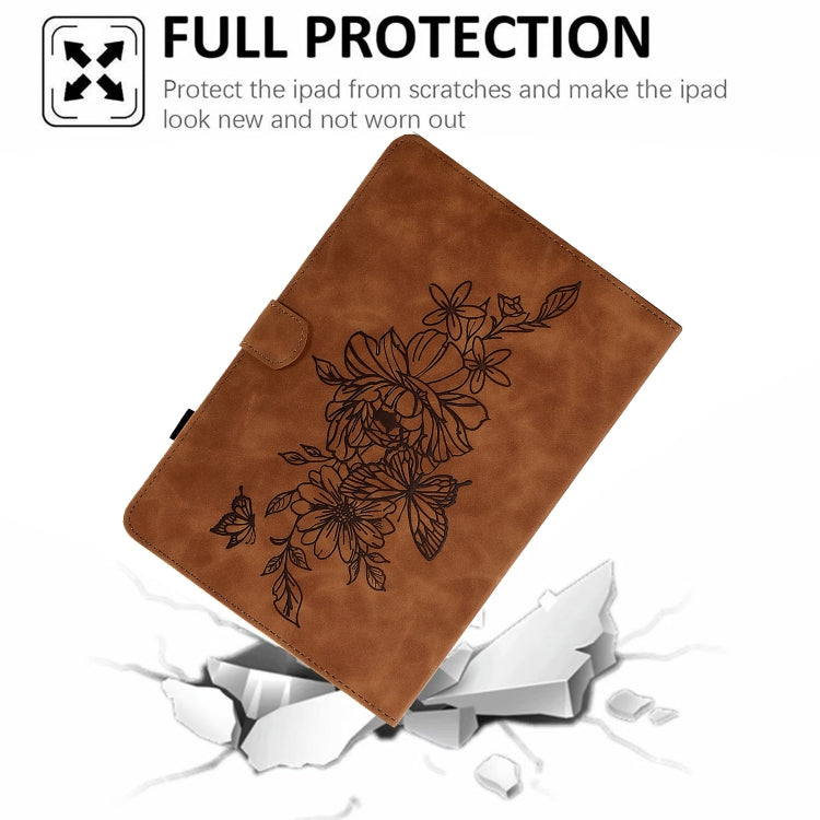 Custodia Smart Tablet in pelle goffrata farfalla peonia, For iPad 10.2 2020/2019 / Air 10.5 2019, For iPad 2025 / 2022, For iPad Air / Air 2 / 9.7 2017 / 9.7 2018, For iPad mini 2024 / mini 6