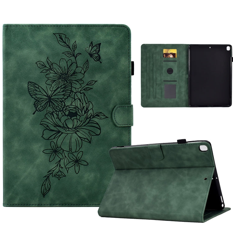 Custodia Smart Tablet in pelle goffrata farfalla peonia, For iPad 10.2 2020/2019 / Air 10.5 2019, For iPad 2025 / 2022, For iPad Air / Air 2 / 9.7 2017 / 9.7 2018, For iPad mini 2024 / mini 6