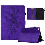 Custodia Smart Tablet in pelle goffrata farfalla peonia, For iPad 10.2 2020/2019 / Air 10.5 2019, For iPad 2025 / 2022, For iPad Air / Air 2 / 9.7 2017 / 9.7 2018, For iPad mini 2024 / mini 6