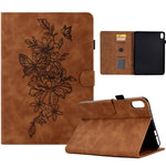 Custodia Smart Tablet in pelle goffrata farfalla peonia, For iPad 10.2 2020/2019 / Air 10.5 2019, For iPad 2025 / 2022, For iPad Air / Air 2 / 9.7 2017 / 9.7 2018, For iPad mini 2024 / mini 6