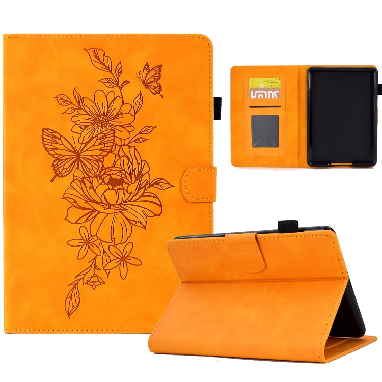 Custodia Smart Tablet in pelle goffrata farfalla peonia, For Amazon Kindle 11th 2024 / 2022, For Amazon Kindle Fire HD10 2021, For Amazon Kindle Fire HD8 2022, For Amazon Kindle Fire HD8 2018/2017/2016