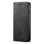 Custodia portafoglio in pelle con texture denim per Vivo S16 e Sa