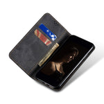 Custodia portafoglio in pelle con texture denim per Vivo S16 e Sa