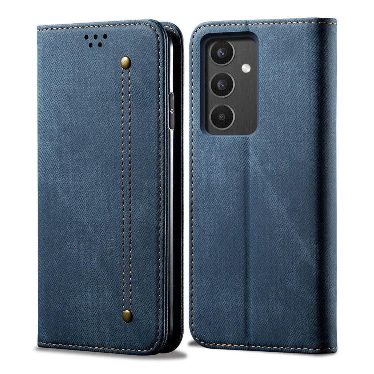 Custodia portafoglio in pelle con texture denim per Vivo S16 e Sa