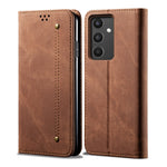 Custodia portafoglio in pelle con texture denim per Vivo S16 e Sa