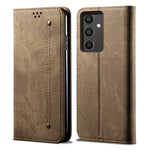Custodia portafoglio in pelle con texture denim per Vivo S16 e Sa