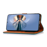 KHAZNEH Custodia per telefono in pelle a conchiglia con trama in pelle bovina, For Xiaomi Redmi 12C/11A, For OnePlus Ace 2