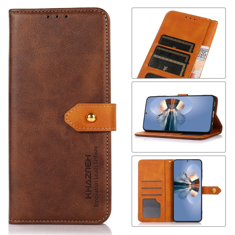 KHAZNEH Custodia per telefono in pelle a conchiglia con trama in pelle bovina, For Xiaomi Redmi 12C/11A, For OnePlus Ace 2