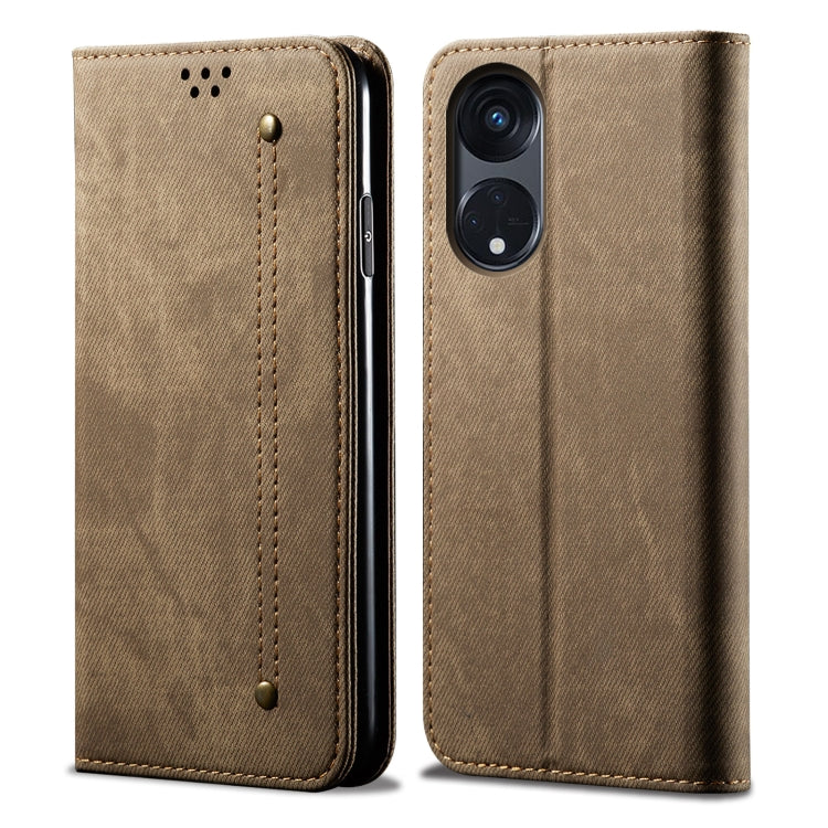 Custodia per telefono in pelle con texture denim, For OPPO Reno8 T 5G / A1 Pro, For OPPO A58 5G / A58x / A78 5G