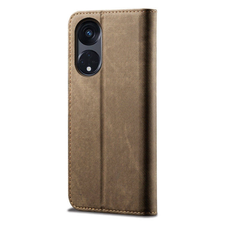 Custodia per telefono in pelle con texture denim, For OPPO Reno8 T 5G / A1 Pro, For OPPO A58 5G / A58x / A78 5G