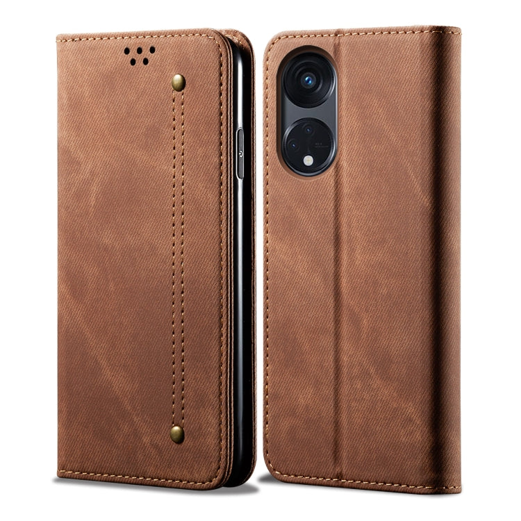 Custodia per telefono in pelle con texture denim, For OPPO Reno8 T 5G / A1 Pro, For OPPO A58 5G / A58x / A78 5G