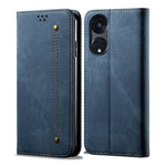 Custodia per telefono in pelle con texture denim, For OPPO Reno8 T 5G / A1 Pro, For OPPO A58 5G / A58x / A78 5G