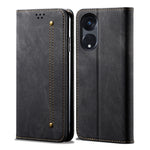 Custodia per telefono in pelle con texture denim, For OPPO Reno8 T 5G / A1 Pro, For OPPO A58 5G / A58x / A78 5G