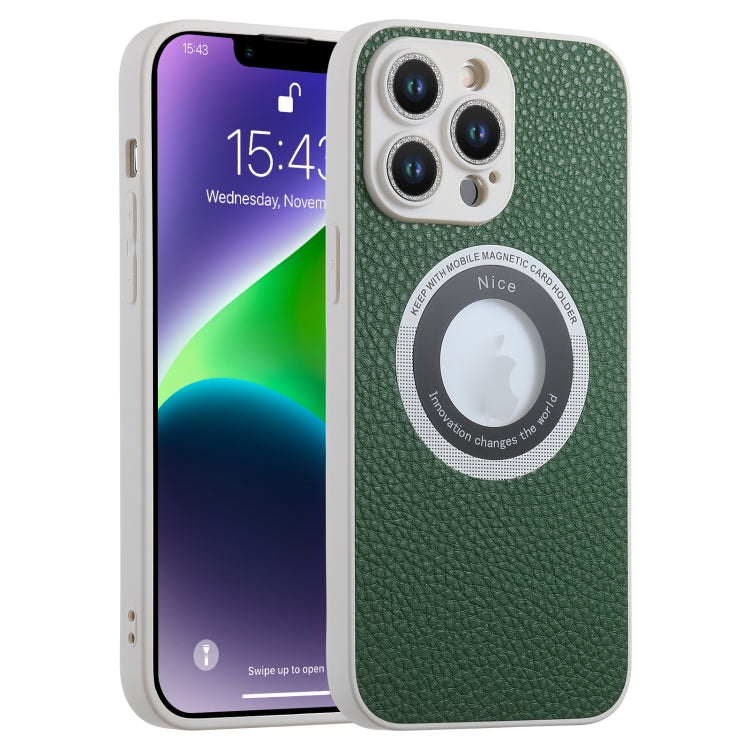 Custodia magnetica MagSafe con lente glitterata per iPhone 14 Pro