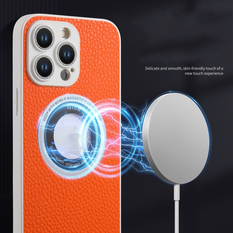 Custodia magnetica MagSafe con lente glitterata per iPhone 14 Pro