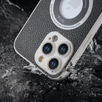 Custodia magnetica MagSafe con lente glitterata per iPhone 14 Pro