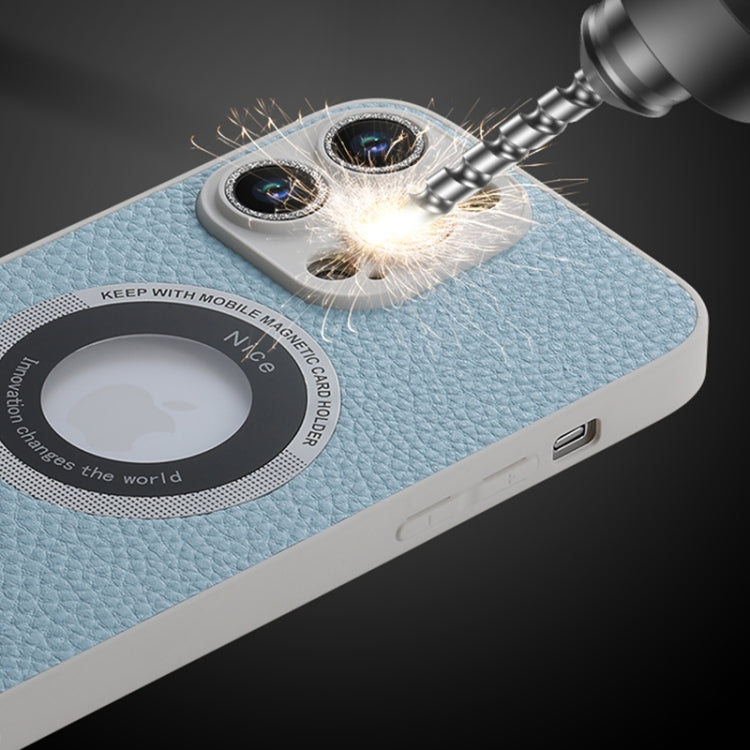 Custodia magnetica MagSafe con lente glitterata per iPhone 14 Pro
