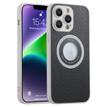 Custodia magnetica MagSafe con lente glitterata per iPhone 14 Pro