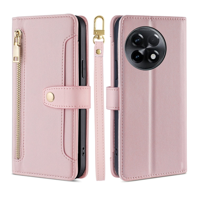 Custodia per telefono in pelle con portafoglio con cerniera a tracolla, For OnePlus Ace 2/11R