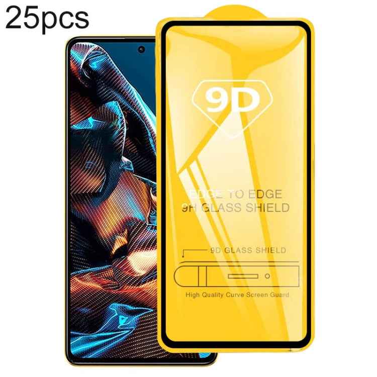 Pellicola in vetro temperato a schermo intero da 25 pezzi 9D Full Glue, For Xiaomi Poco X5 Pro (25 PCS)
