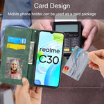 Custodia portafoglio in pelle per Realme C30