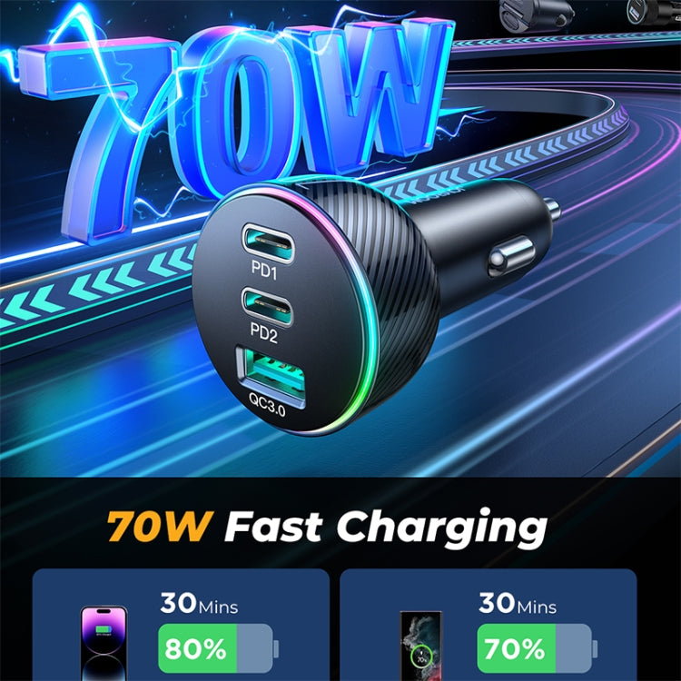 Caricabatteria auto Joyroom JR-CL26 70W 3 porte USB-C
