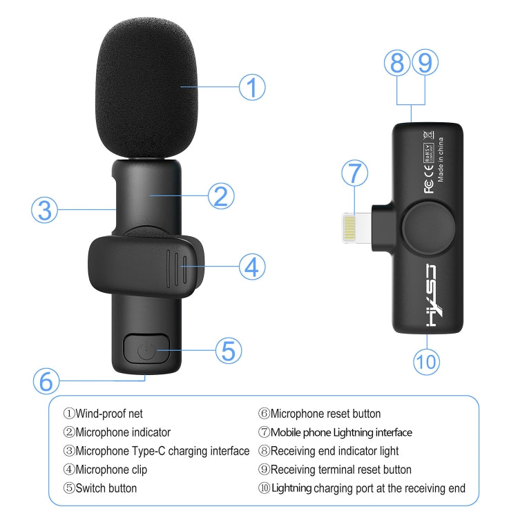 Microfono wireless lavalier 2.4G con riduzione rumore